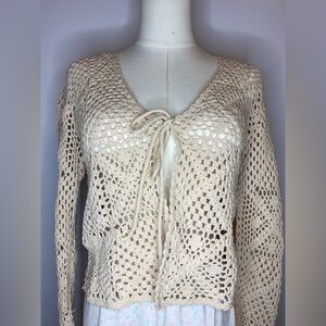 Zara Crochet Tie-Front Cardigan